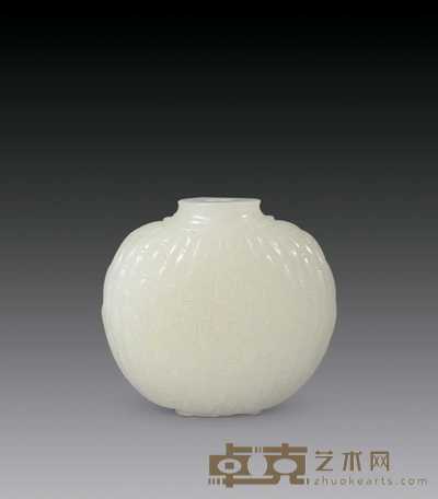 清 白玉篓纹鼻烟壶 4.5×4.3cm